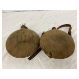 Two Early WWI Military Canteens with Canvas Covers