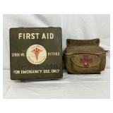 WWII Era US Army Metal and Canvas First Aid Kits