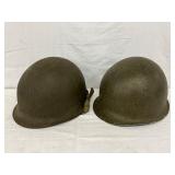 Two U.S. WWII M1 Helmets with Liners
