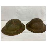 Two WWI U.S Doughboy Military Helmets with Liners