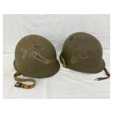 Two U.S. WWII M1 Helmets with Liners