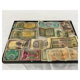 Foreign Banknotes in Display Case