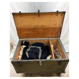 Early WWII Era Military Wooden Trunk with Compartments