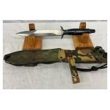 Gerber Early 12-Inch Knife with Serrated Blade and Camouflage Sheath