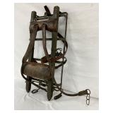 Military-Style Metal Frame Backpack with Leather Straps