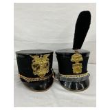 Two Military-Style Dress Hats with Gold-Tone Emblems