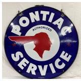 42in. DSP ‘Pontiac Service’ Dealer Sign by Walker & Co. w/Ring & Brackets 