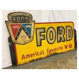 Rare Ford DS Dealership Sign with Wooden Frame, 107x60 