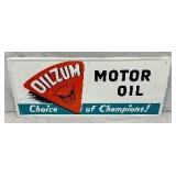 Oilzum Motor Oil Metal Advertising Sign, 15x36 