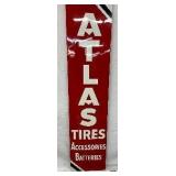 Vertical 1961 Atlas Tires Sign, 16.5×70.5in. 