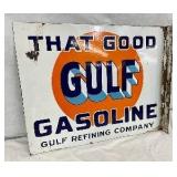 Porc. Gulf Gasoline Flange Sign 22×18