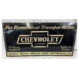 Emb. Chevrolet Dealership Sign Shores Motor Service Corp, 23 x 12 in