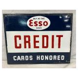 DSP Esso Sign, ‘Credit Cards Honored,’ 18 x 14 