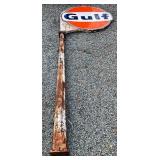 2 Sided Gulf Dog Ear 6ft. Porcelain Sign with Pole
