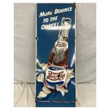 Rare Blue Porc. Pepsi-Cola Vertical Sign with Bottle, 18in x 48in