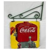 1939 DSP Coca-Cola  Fountain Swinger Sign with Bracket, 26 x 25 Inches