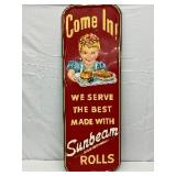 1952 Emb Vertical Sunbeam Bread Sign, 19 x 55 Inches