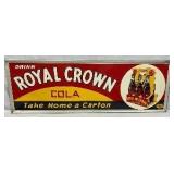 Emb. Royal Crown Cola Sign With Six-Pack Graphic 54×18