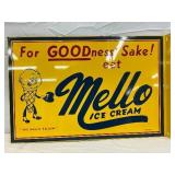 1957 Mello Ice Cream Flange Sign, 18 x 12 1/2 in.