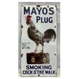 Mayo’s Plug Single-Sided Porcelain Advertising Sign, 7×13 Inches