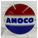 Amoco Milk Glass Wide Body Globe, 13in Lens, 14in Body