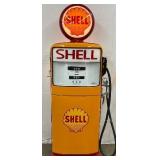 Restored Gilbarco Shell Gas Pump with Illuminated Globe