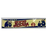 1940 Emb. Pepsi Pete Tin Tacker Sign , 22×4 Inches