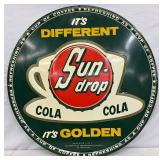 1954 Emb. Sun-Drop Golden Cola Self-Framed Metal Sign