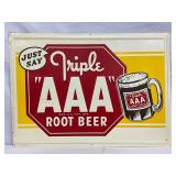 Emb. Triple A Root Beer Self-Framed Metal Sign, 28in x 20in