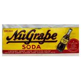 Emb. NuGrape Soda Advertising Sign, 36×12 Inches
