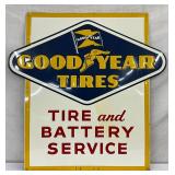 1956 Emb. Goodyear Tires Metal Advertising Sign, 36in x 36in