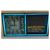 24x12 Early Neon Advertising Clock with Spinner Feature by Electric Ad Clock Co., Winston Salem, NC