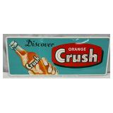 29 1/2 x 12 Emb. Orange Crush Sign with Hand and Bottle Design