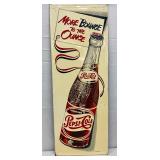 Emb. Pepsi-Cola Vertical Sign with ‘More Bounce to the Ounce’ Slogan, 17.5x47.5