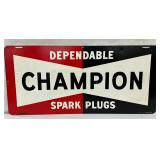 26x12 Champion Spark Plugs SS Metal Sign