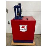 Mobil Oil Kerosene Pump on Red Stationary Container, 30 x 35 Inches