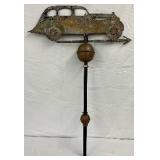 Early Painted Metal Weathervane Featuring Car Motif, 23in x 34in