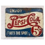 11×8 1/2-Inch Metal Pepsi-Cola Double Dot Sign With ‘Hits the Spot’ Slogan
