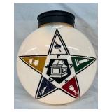 Double-Sided Milk Glass Hanging Globe with Masonic Motifs, 17in