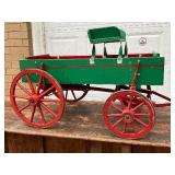 Wooden Buckboard Wagon with Red and Green Paint, 42(l)x29(t)x18(w) 