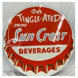 Restored 36in. Robertson Metal Sun Crest Beverages Sign