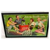  1954 Coca-Cola Framed Cardboard Advertisement: ‘Join the Friendly Circle’ 38x22