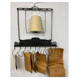 Cast Iron ‘Handy Box’ Shoe Blacking Bag Rack with Hooks and Twine Holder