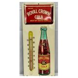 Emb. Royal Crown Cola Thermometer w/bottle, 6in x 14in