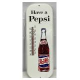 Pepsi-Cola Metal Thermometer w/bottle, 6in x 16in
