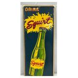 Emb. 1957 Tin Squirt Advertising Sign, 4×9 Inches