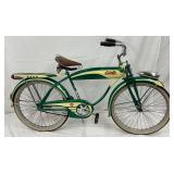 Early Columbia Bicycle with Green and Yellow Finish, Professionally Restored 70in by 41in