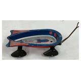 Wyandotte Flash Strat-O-Wagon Tin Toy with Pull Handle,  6x3 