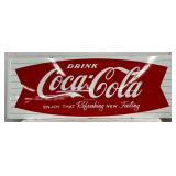 Porc. Coca-Cola Fishtail Sled-Style Sign, 68 x 24 