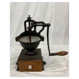 Cast Iron and Wood Coffee Mill, 8in x 18in